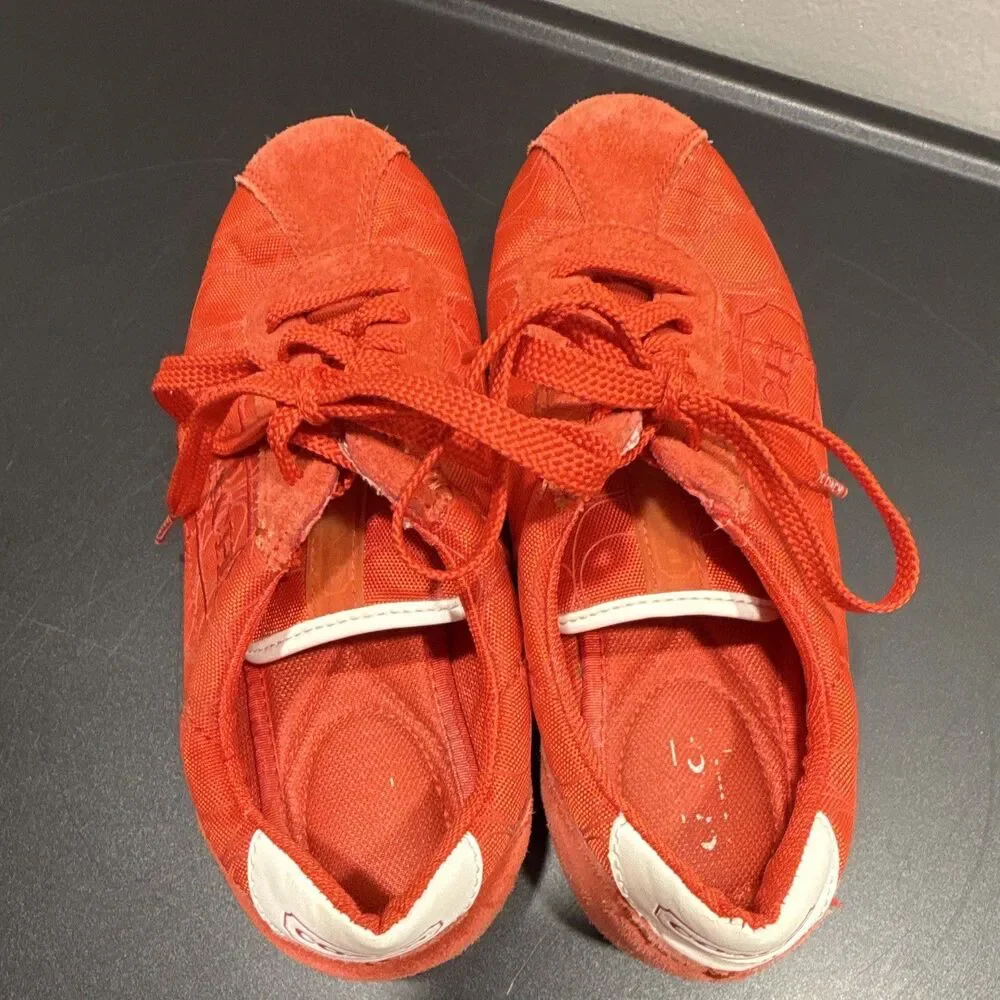 Coach Red & White Monogram Low Top Lace-Up Women’s Sneakers w/ Logo